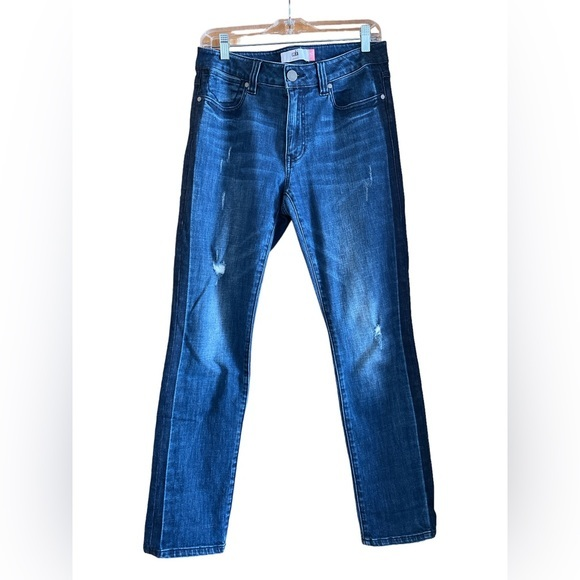 Cabi Tuxedo High Rise Distressed Straight‎ Jeans Stretch Women’s Size 6 - Picture 1 of 6